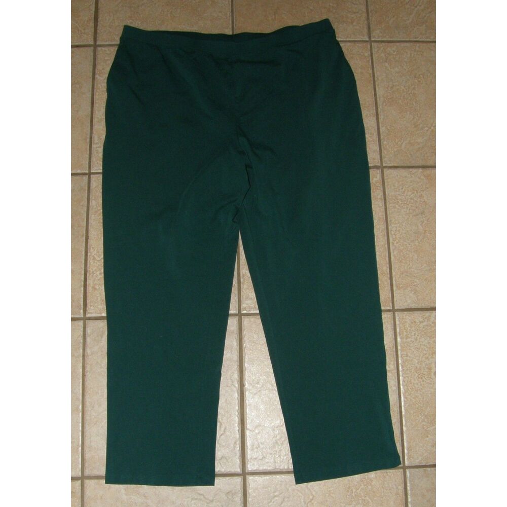 CATHERINES Green Plus Sz 22/24 Pull On Soft Stretchy Cotton Pants Side Pockets - Picture 1 of 3